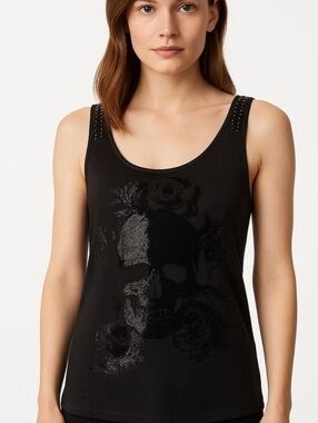 Rock & Republic Skull Mixed-Media Tank-SM